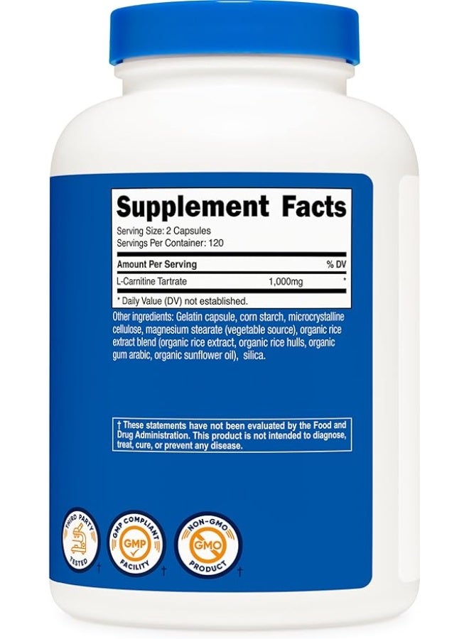 Nutricost, L-Carnitine Tartrate, 240 Capsules (500 mg per Capsule) - Image 3